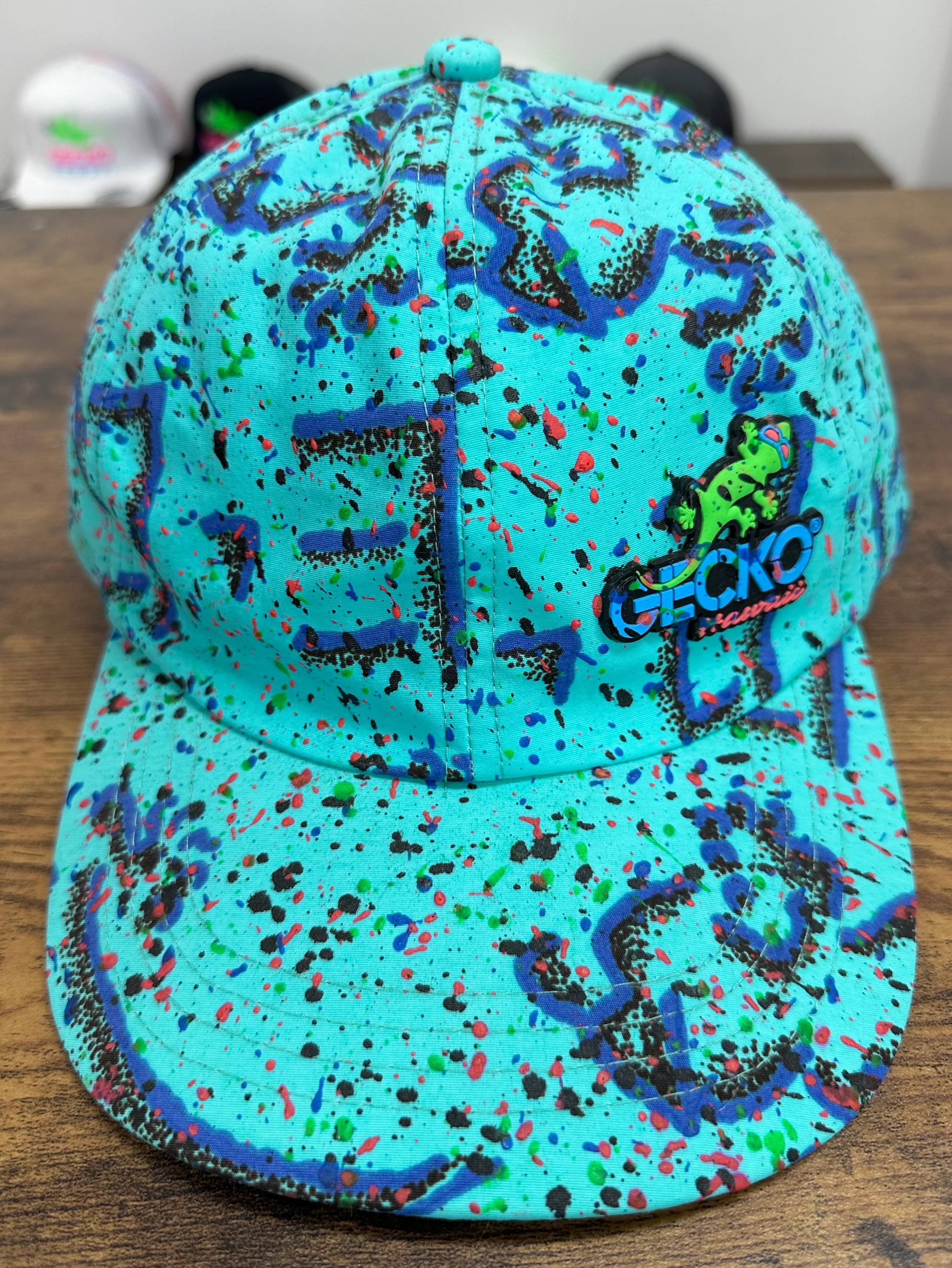 Glow In The Dark Splattered Hand Painted Mint Petro Hat - Image 3
