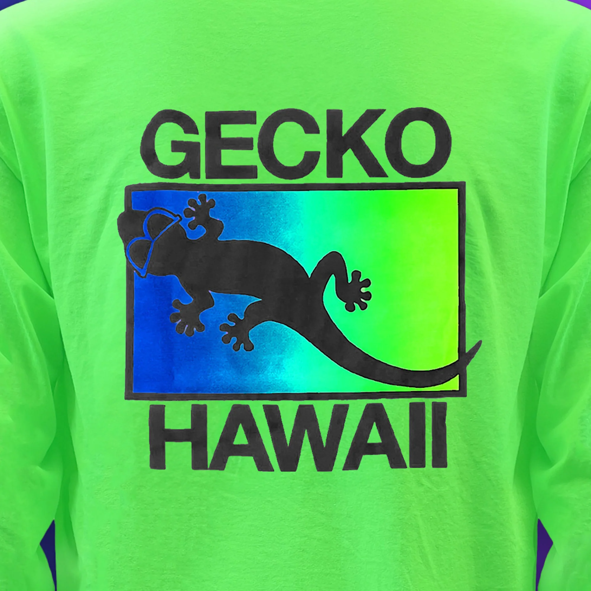 Neon Drift- Tidal Twist Neon Green Long Sleeve Tee - Image 3