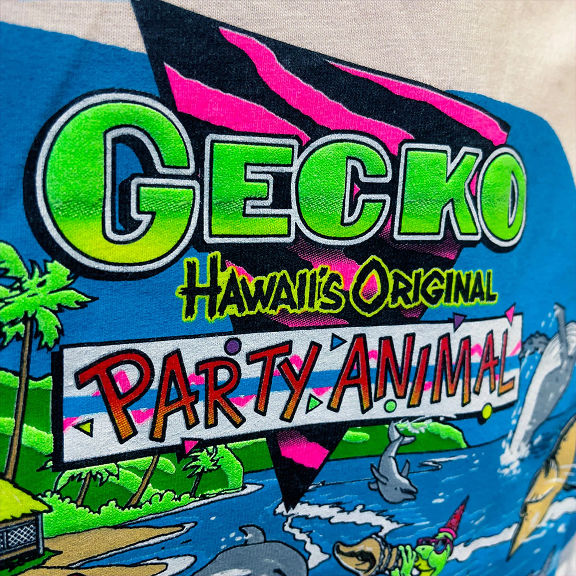 Original Party Animal - Gecko X Nazar Natural Off-White Beefy Tee - Image 4