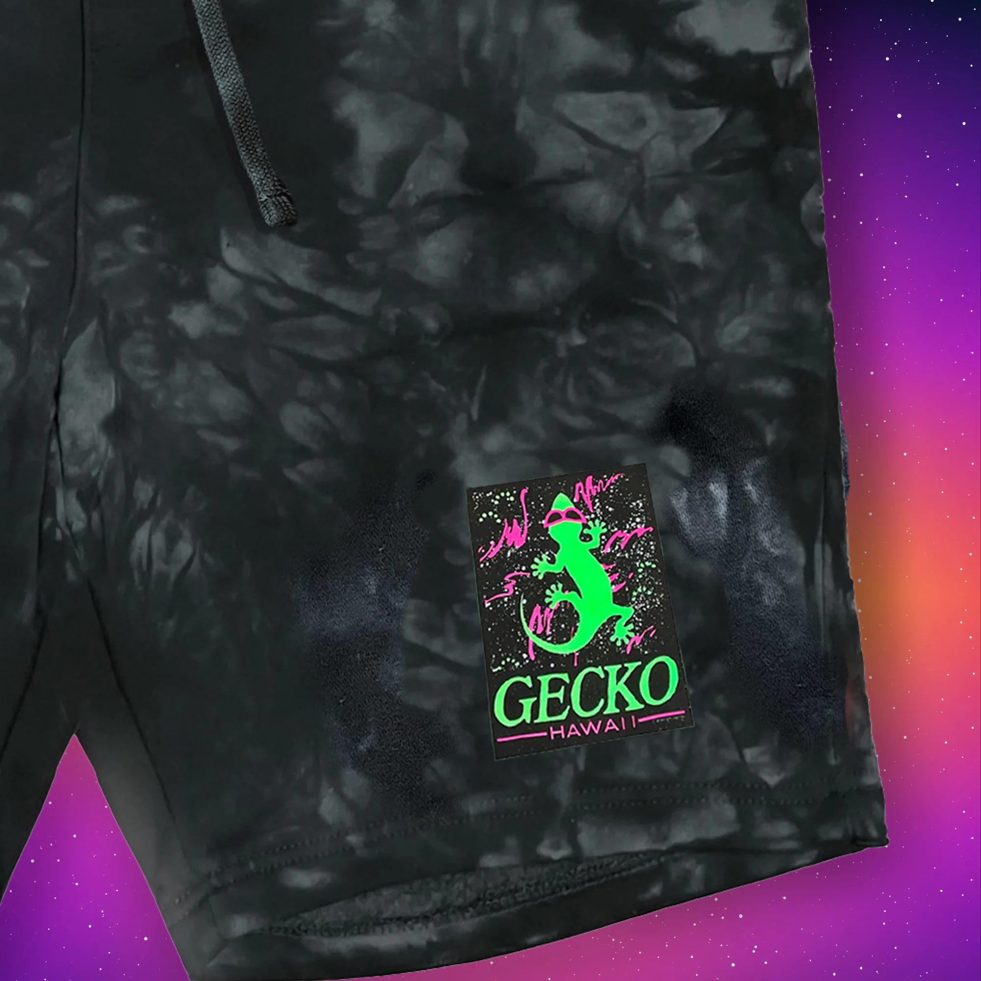 Space Gecko Black Tie-Dye Shorts - Image 3