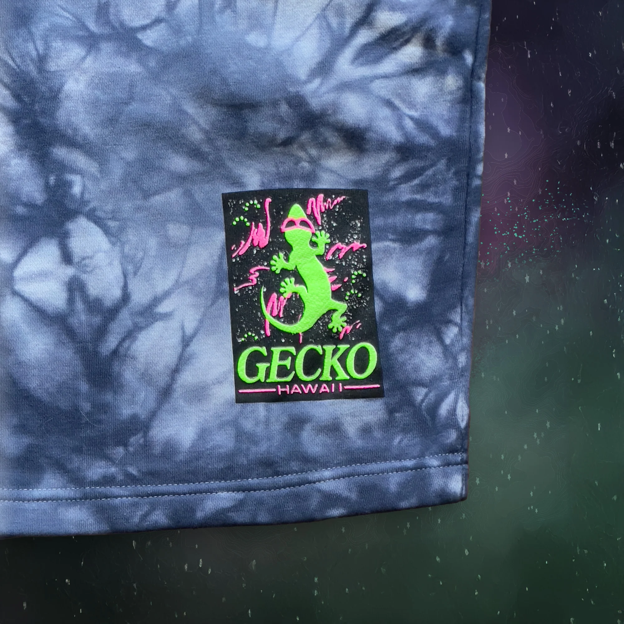 Space Gecko Navy Tie Dye Shorts - Image 5