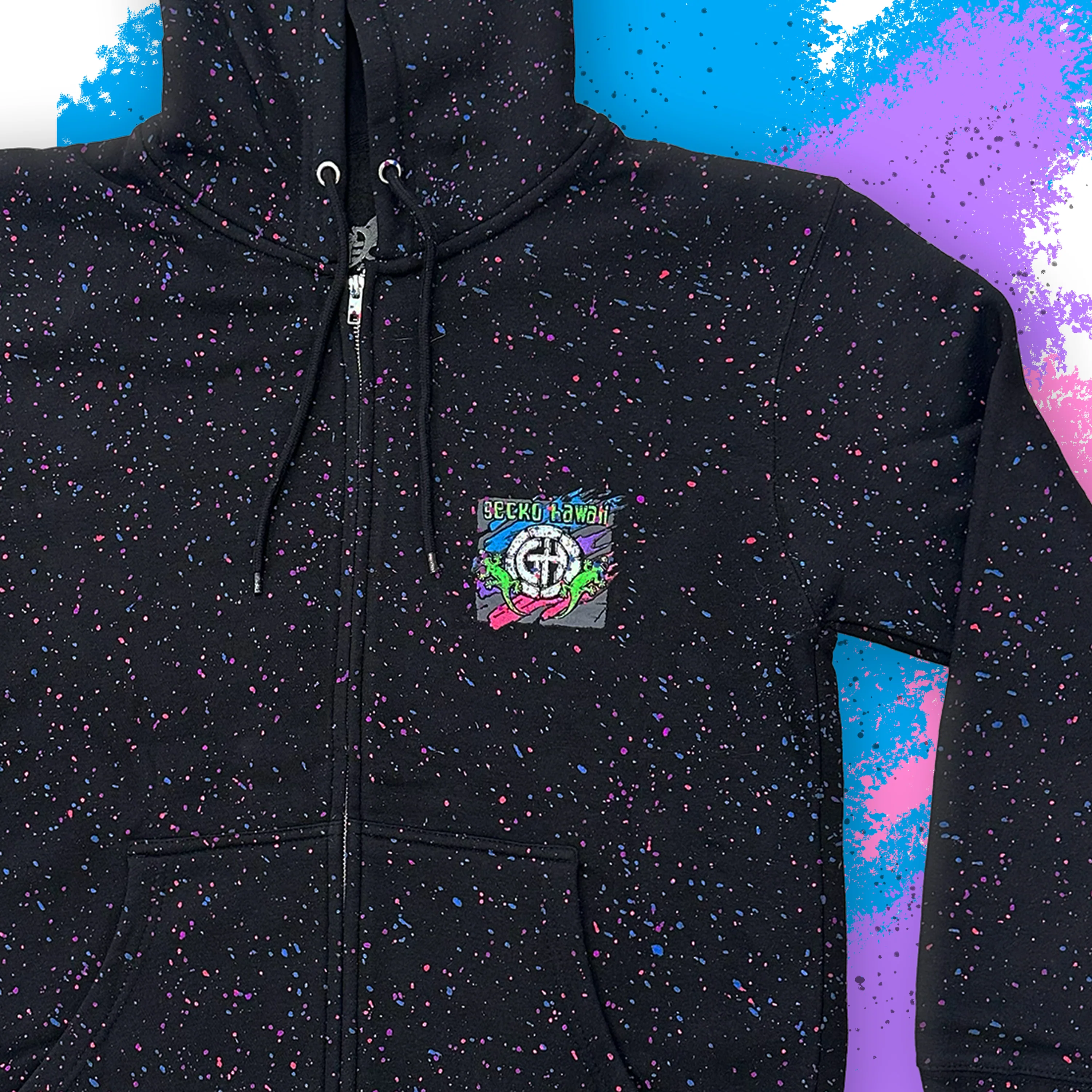 1992 Cosmic Aloha Glow In The Dark Splatter Zip Hoodie - Image 3