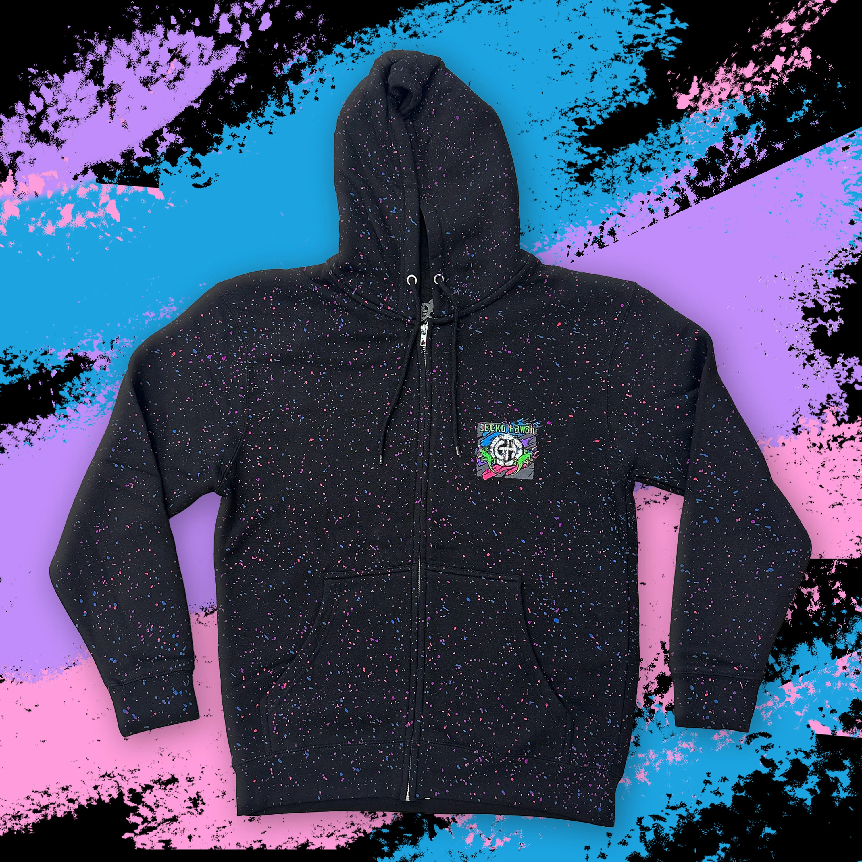 1992 Cosmic Aloha Glow In The Dark Splatter Zip Hoodie - Image 6