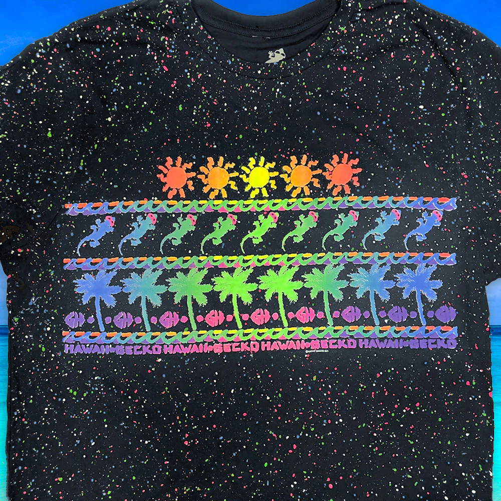 Surf N' Sun - 1980's Splatter Glow Black Tee - Image 3