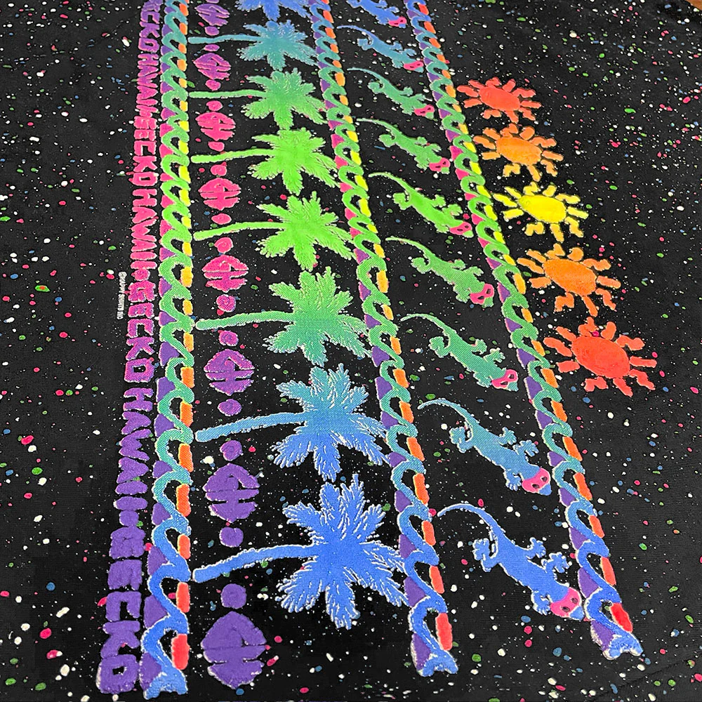 Surf N' Sun - 1980's Splatter Glow Black Tee - Image 5