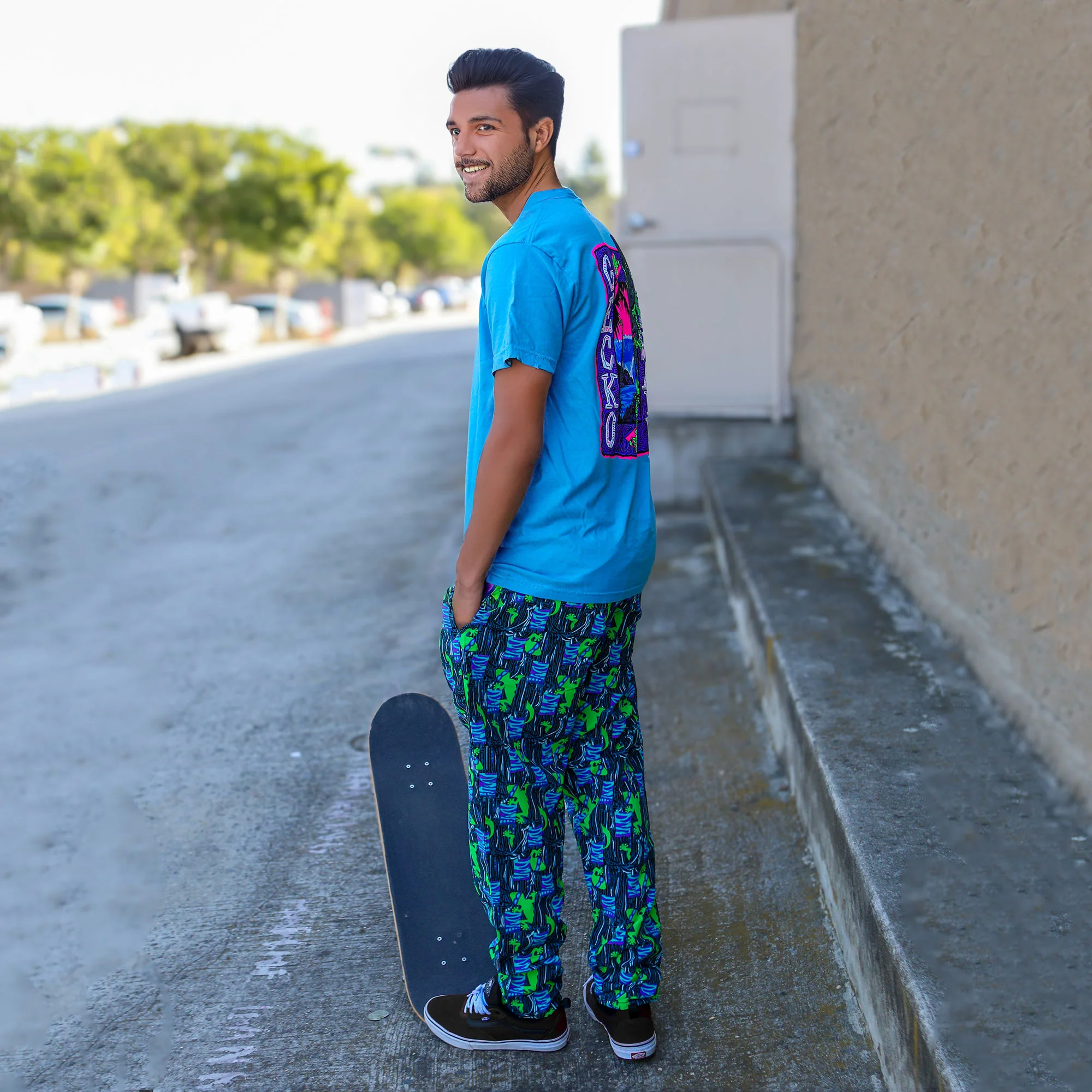 1988 ORIGINAL Cotton Jungle Beach Pants - Jade/Purple - Image 3