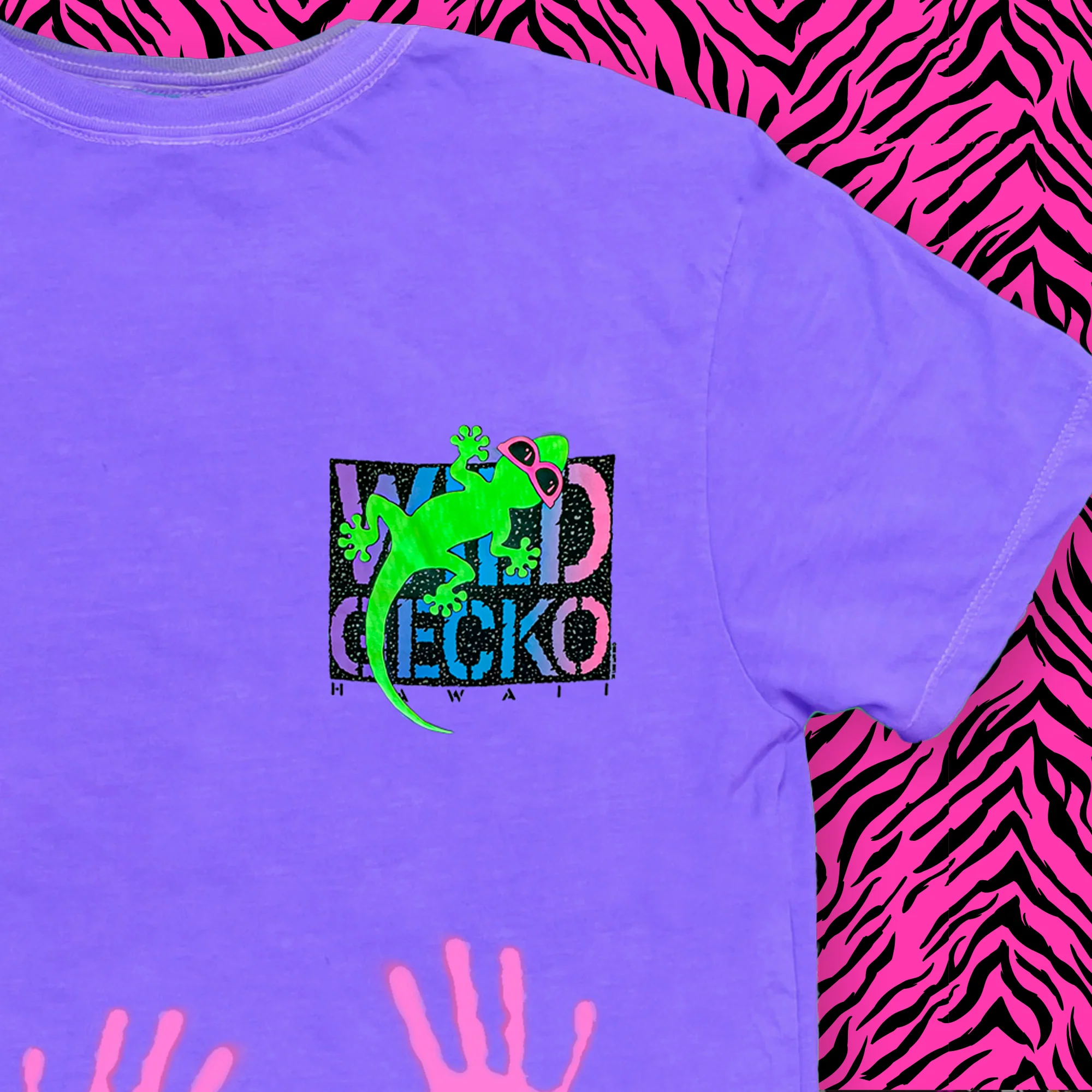 Wild Gecko 1990 - Hyper Flash Color Change Purple to Pink T-Shirt - Image 6