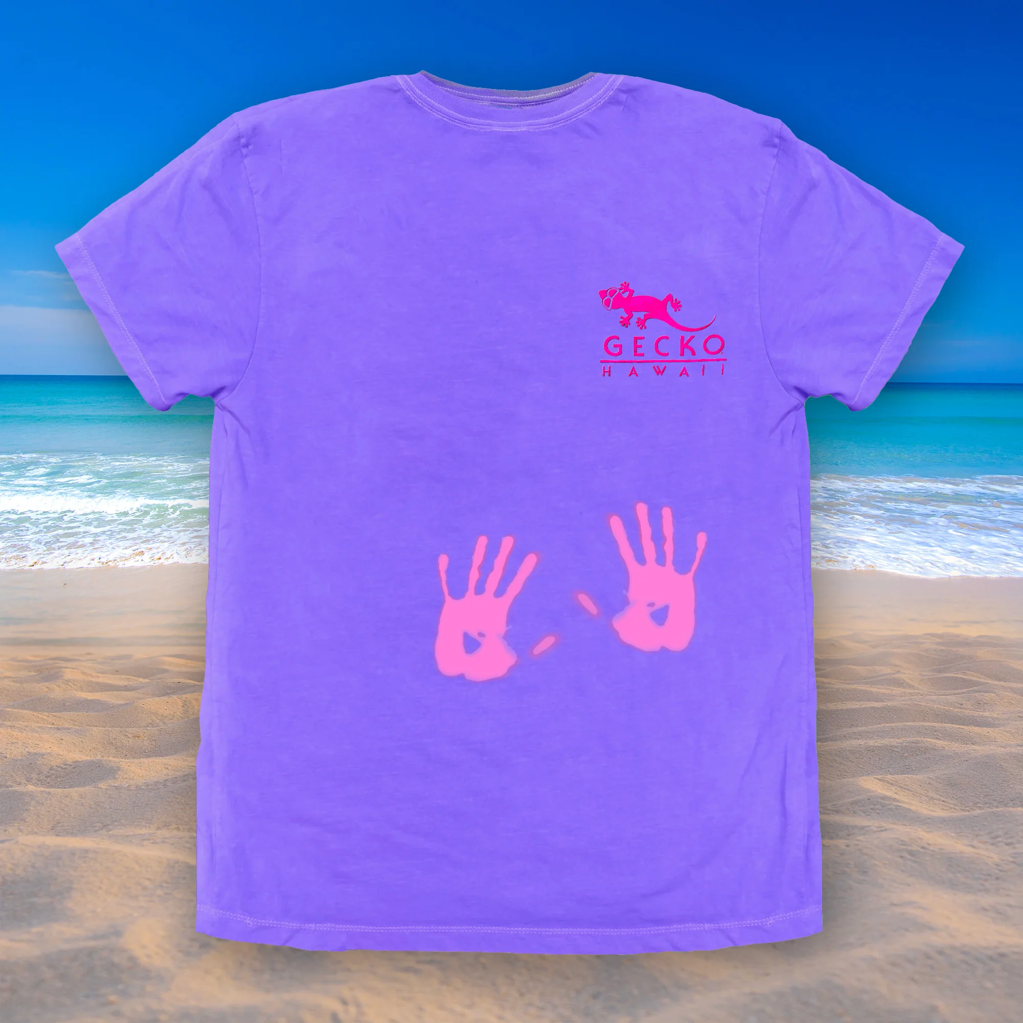 Wild Gecko Islands - Hyper Flash Color Change Purple to Pink T-Shirt - Image 2