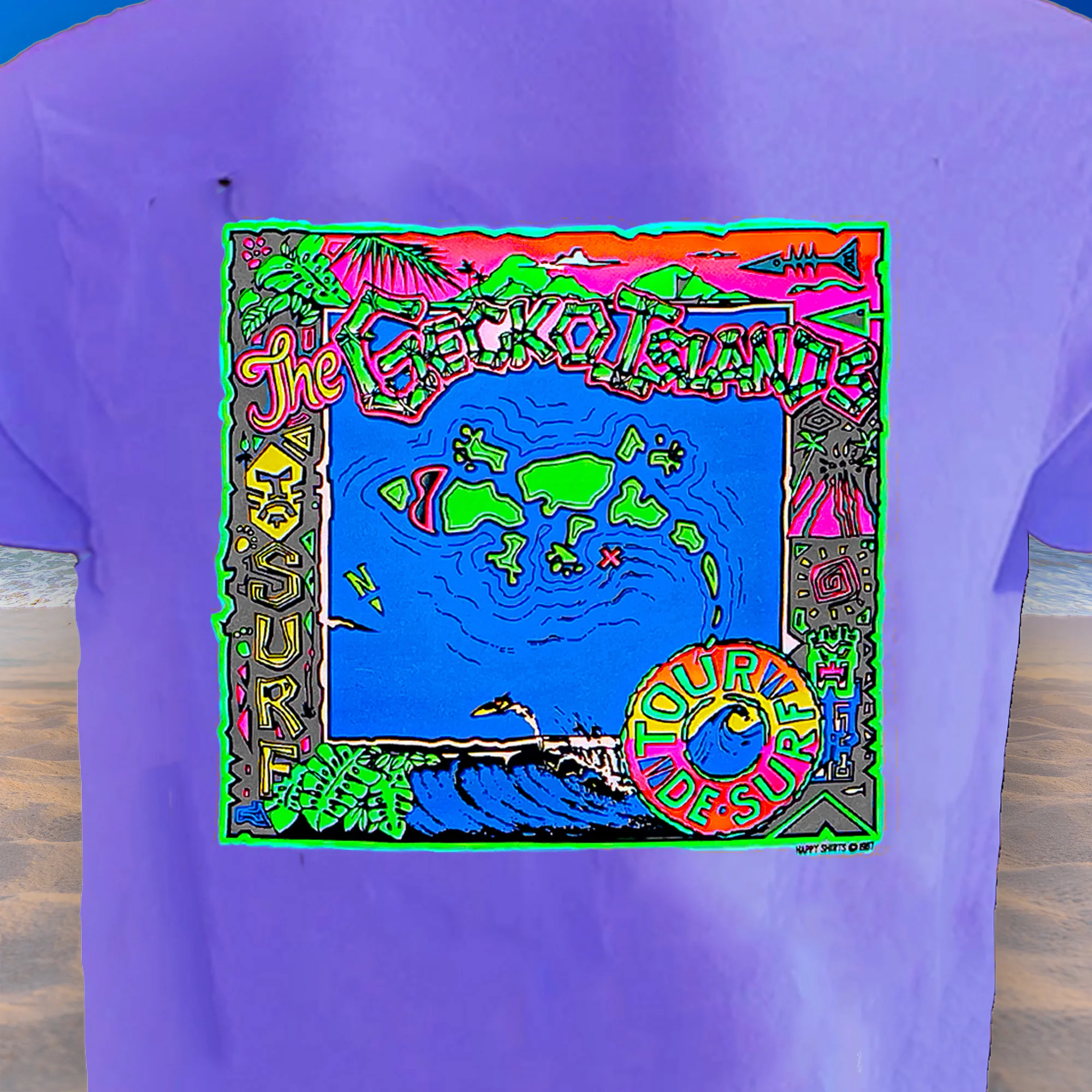 Wild Gecko Islands - Hyper Flash Color Change Purple to Pink T-Shirt - Image 7
